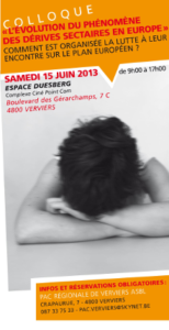 colloque sur les sectes -verviers - 15 juin - pac