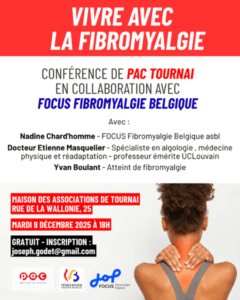 Vivre avec la fibromyalgie – Conférence de la locale PAC Tournai @ Maison des Associations et de l’Événementiel