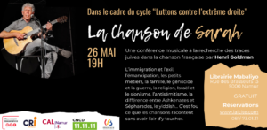 Conférence chantée : la chanson de Sarah @ Librairie Mabaliyo